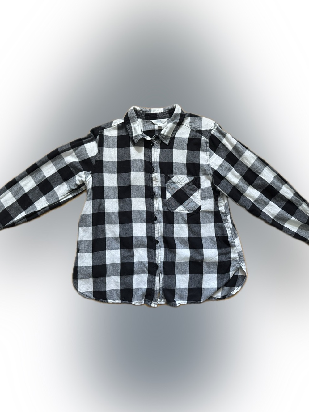 Black and White Buffalo Plaid Button-Up Shirt